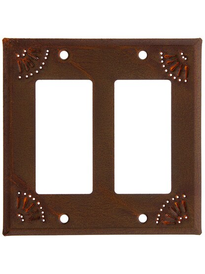 Pierced Country Tin Double GFI Cover Plate in Rustic Tin.
